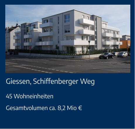 Giessen, Schiffenberger Weg 45 WohneinheitenGesamtvolumen ca. 8,2 Mio €
