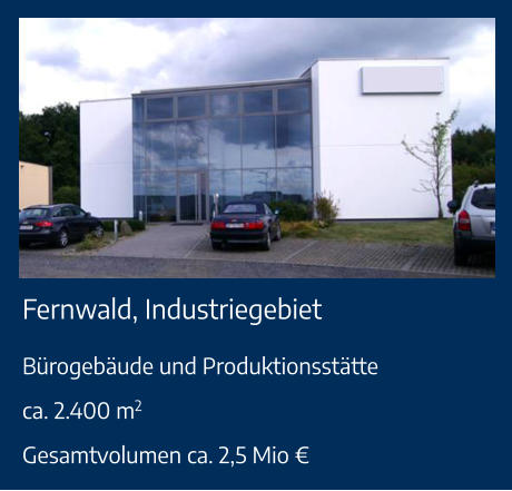Fernwald, Industriegebiet Bürogebäude und Produktionsstätteca. 2.400 m2Gesamtvolumen ca. 2,5 Mio €